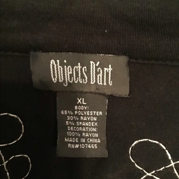 Objects D'Art Black White Embroidered Sleeveless Tank Top Size XL - Picture 4 of 6